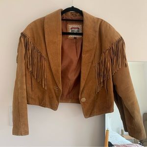 Vintage genuine leather fringe jacket